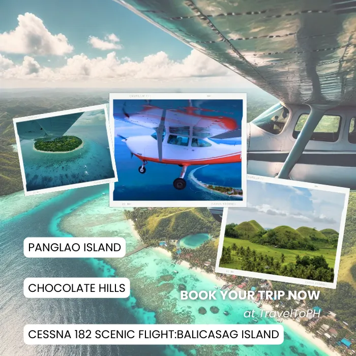 TravelToPH - Экскурсии / Туры - Полет на самолете Cessna 182: остров Баликасаг – Панглао – Шоколадные холмы | VB-CSFBPCH-D1