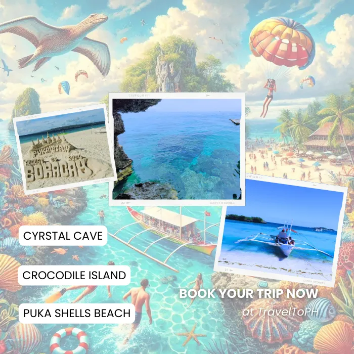 TravelToPH - Экскурсии / Туры - Круиз вокруг острова Боракай: остров Крокодил - Кристальная бухта - пляж Пука Шелл | VB-BIHCICCPSB-D1