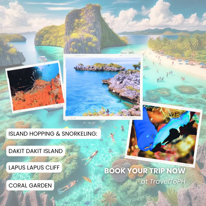 TravelToPH - Экскурсии / Туры - Тур по островам и сноркелинг: Коралловый сад - остров Дакит-Дакит - утес Лапус-Лапус | VM-IHSTDICGCDDILLC-D1