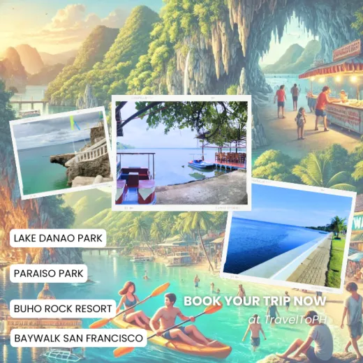 TravelToPH - Экскурсии / Туры - Тур с приключениями и живописными видами: парк озера Данао - пещера Параисо - курорт Бухо Рок - набережная Сан-Франциско | VC-ASVTLDPPBB-D1