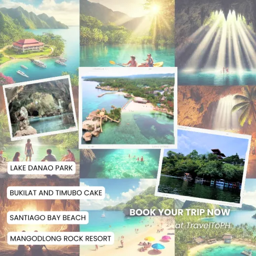 TravelToPH - Экскурсии / Туры - Природный и приключенческий тур по острову: парк озера Данао - пещера Букилат - пещера Тимубо - пляж Сантьяго Бэй - курорт Мангодлонг Рок | VC-INATLDPBCTCSBBMRR-D1