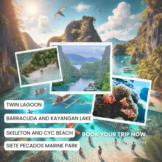 TravelToPH - Экскурсии / Туры - Расширенный тур по лагунам - Лагуны Близнецы - Озеро Барракуда - Озеро Каянган - Морской парк Сиете Пекадос - Затонувший корабль «Skeleton Wreck» - Яхт Клуб CYC Beach | LC-ELTTLBLKLSPMPSWCB-D1