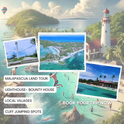TravelToPH - Экскурсии / Туры - Экскурсия по острову Малапаскуа (пешая прогулка или на мотоцикле): маяк - пляж Баунти - местные деревни - места для прыжков с утёсов | VM-MLTLBBLVCJS-D1